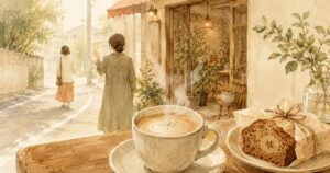 洗足のカフェ「サロンドテサレ」の塩気の効いたカフェオレ